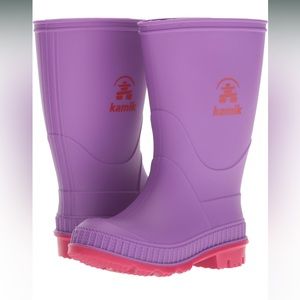 Kamik Child Stomp Rain Boots size 4 - EUC - pink/purple